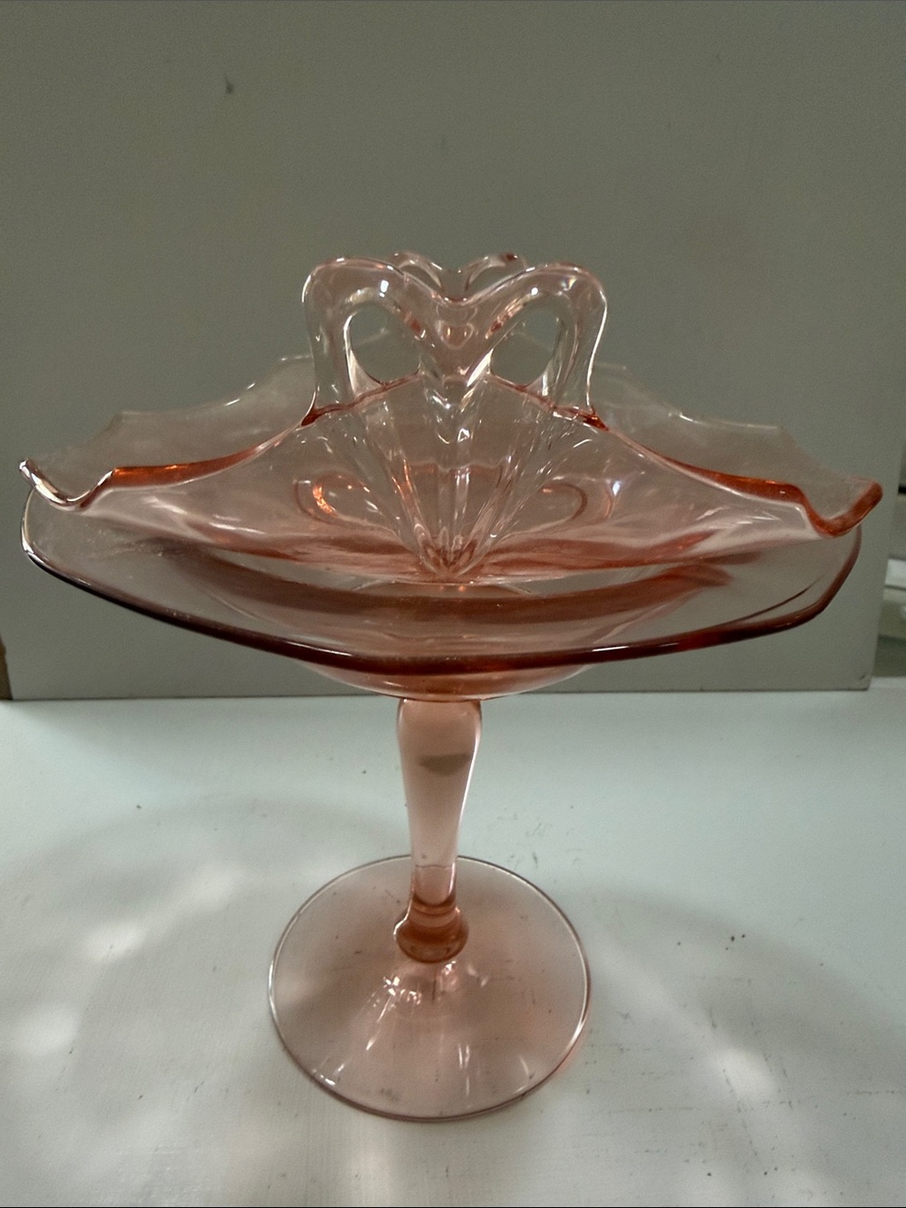 Elegant 1928 Depression Fostoria Fairfax Pink Glass Compote and Matching Dish - Picture 3 of 9